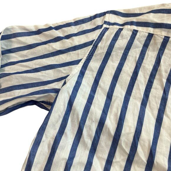 J Crew Shirt WMNS 2 Blue Striped Button Down Garçon Cotton Voile Nautical Preppy - Picture 11 of 14